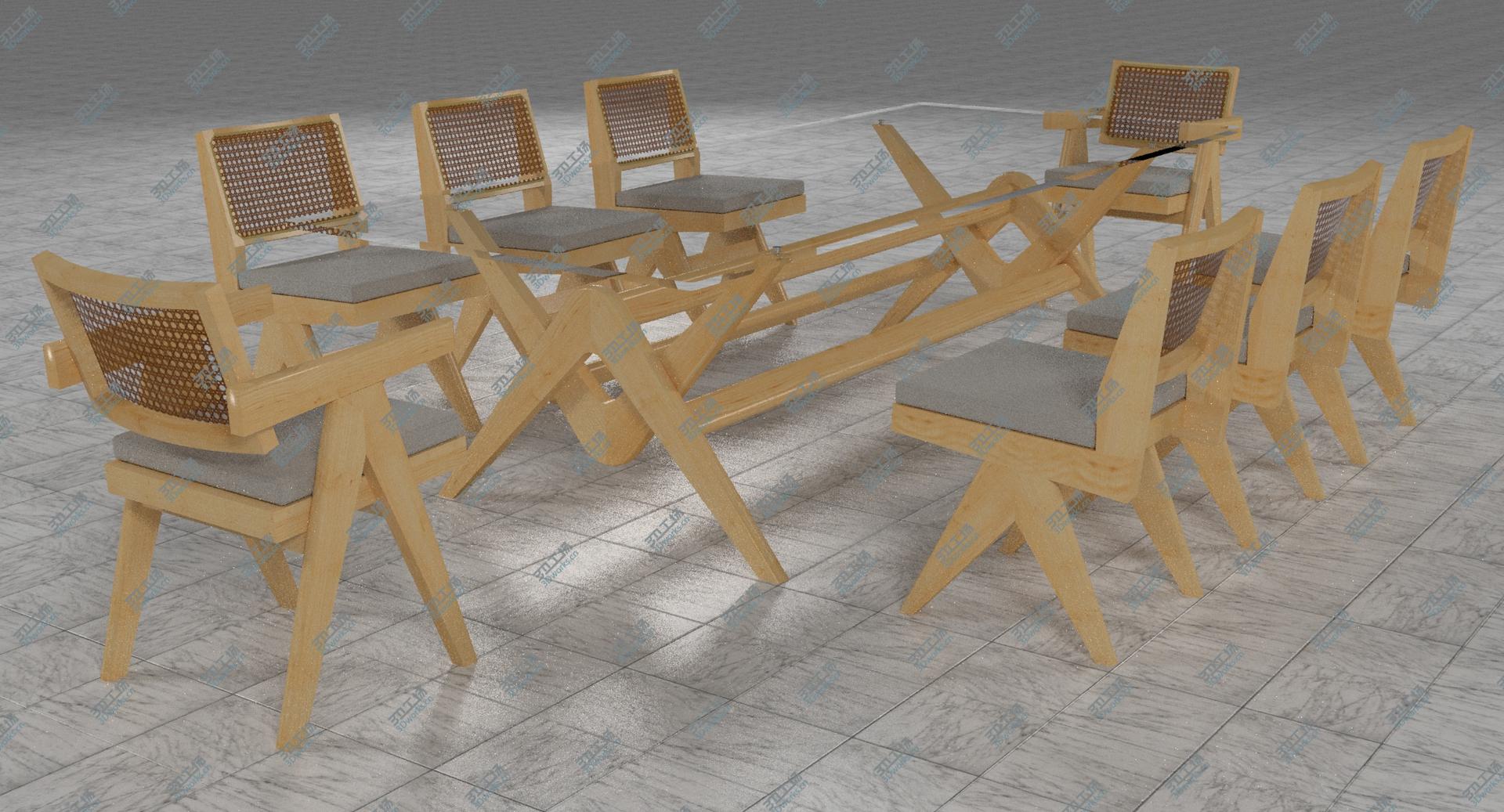 images/goods_img/202105073/3D Cassina Jeanneret Capitol Complex Glass Table with Office Chair and Clear Chair Set model/2.jpg
